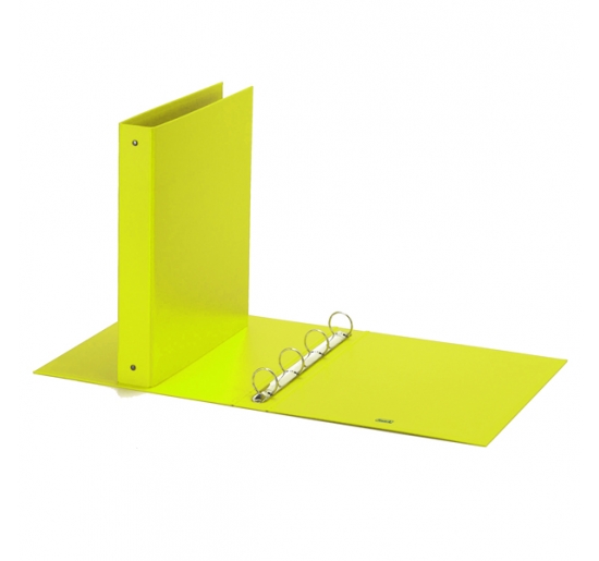 COPERTINA IN CARTONE A 4 ANELLI NEON Colore Giallo Formato Utile cm 22x30