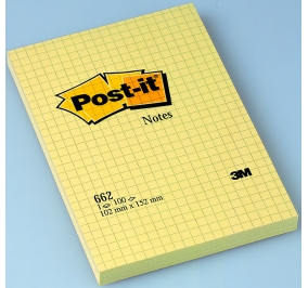 POST-IT® NOTES GIALLO CANARY™ AQUADRETTI  Formato mm 101x152