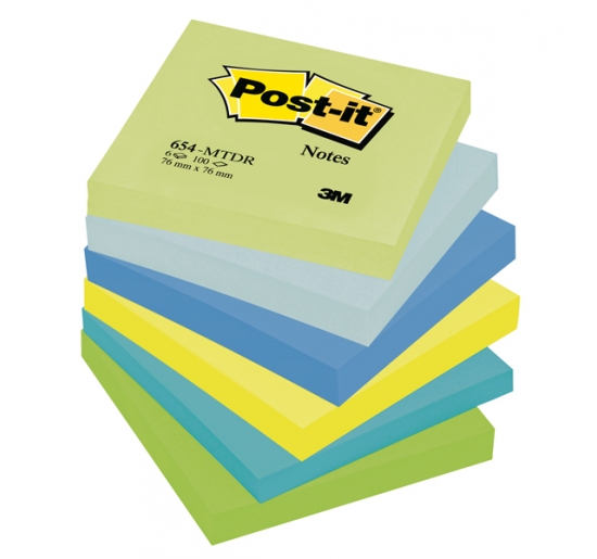 POST-IT? NOTES COLORATI BEACHSIDE 654-6-BEA mm 76x76 Colore Conf. assortita