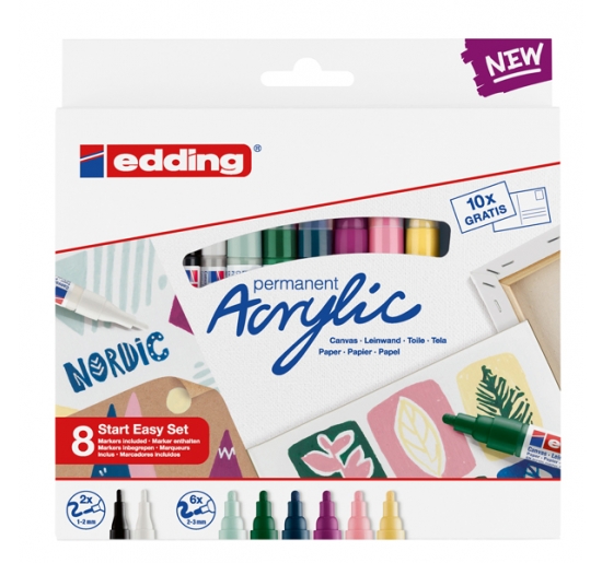 MARCATORE ACRILICO EDDING STARTER EASY SET NORDIC 8 COLORI ASS. Colore 8 Colori Assortiti