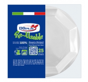 PIATTI FRUTTA IN PLASTICA RIUTILIZZABILI BIANCHE CF.25