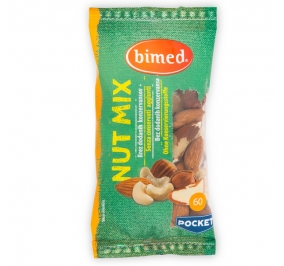 NUT MIX NOCCIOLE, ANACARDI, MANDORLE, ARACHIDI, NOCI BRASILI POCKET 60G - BIMED