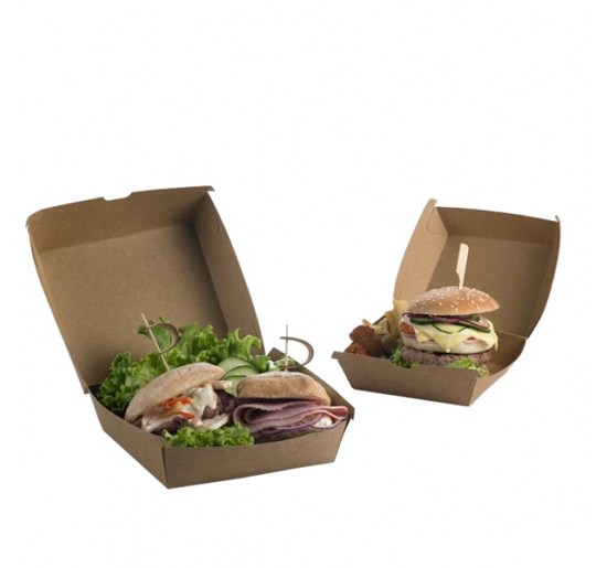 SCATOLE PER HAMBURGER IN CARTA KRAFT 16X16X9CM STREET FOOD LEONE CF.50