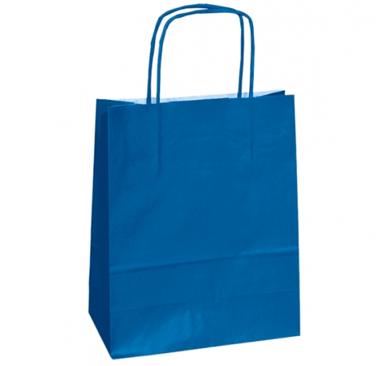 SHOPPERS CARTA KRAFT 14X9X20CM TWISTED BLU CF.25 Colore blu