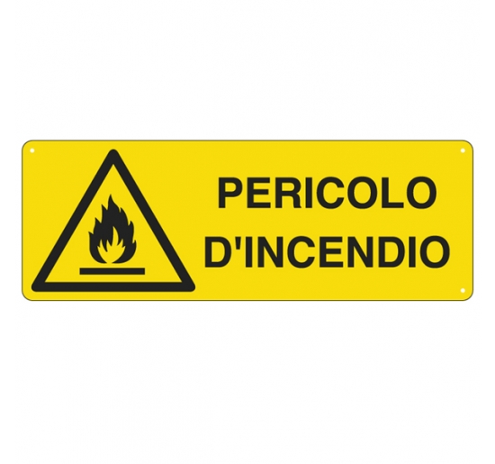 CARTELLO ALLUMINIO 35X12,5CM 'PERICOLO DI INCENDIO'