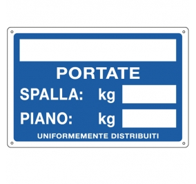 CARTELLO ALLUMINIO 30X20CM 'PORTATE: SPALLA / PIANO'