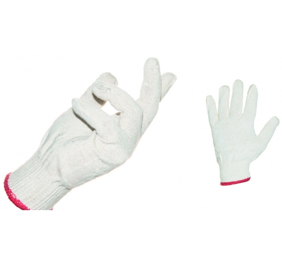 GUANTI TRICOSTAR� IN FILO CONTINUO DI COTONE, POLSINO BORDATO.PESO: 35 G. TG.S