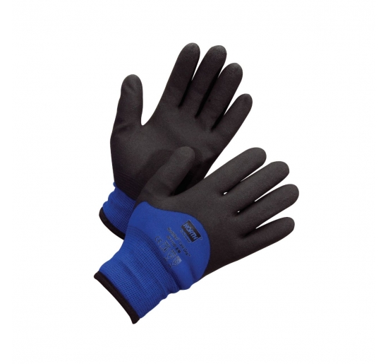 GUANTI COLD GRIP ISOLANTE. CALOTTA INTERNA IN NYLON BLU E PALMO E DITA RIVESTITI IN PVC NERO TG.XL