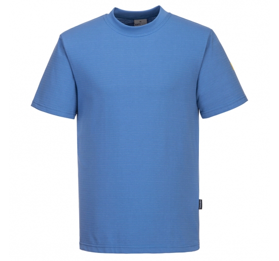 T-SHIRT ESD ANTISTATICA TESSUTO ESTERNO : 96% COTONE, 4% FIBRA DI CARBONIO 195G.TG.S AZZURRO Colore Azzurro