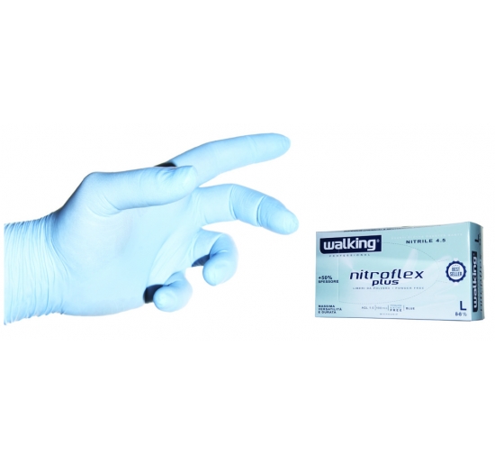 GUANTI NITRILE LIGHT MONOUSO AMBIDESTRO IN NITRILE LEGGERO DI COLORE BLU 4.5 GRAMMI TG.M