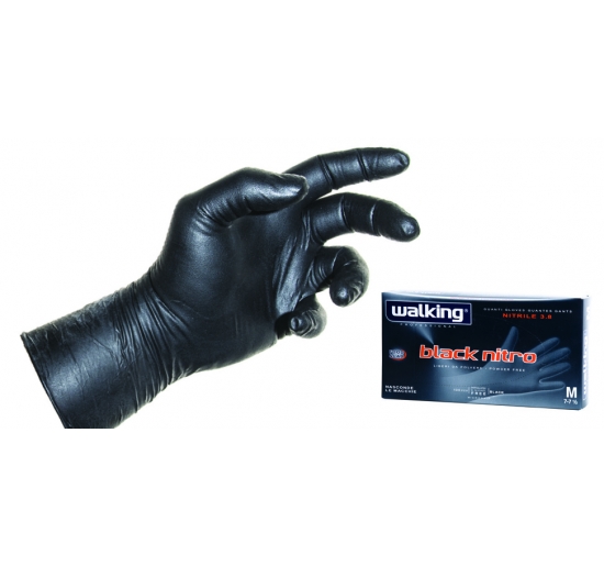 GUANTI NITRILE NOTROMAX LONG RIUTILIZZABILE AMBIDESTRO IN NITRILE SPESSORATO COLORE NERO, 7.7 GRAMMI TG.S