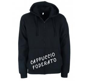 FELPA CAPPUCCIO E ZIP COTONE 65% E POLIESTERE 35%, PERSO 290 GR.TG.M NERO Colore Nero