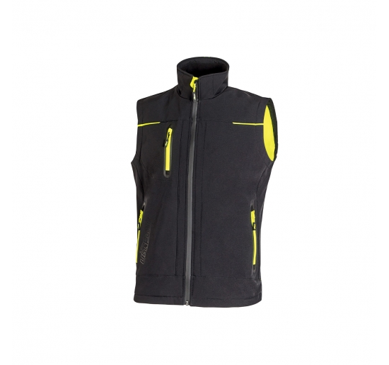 GILET UNIVERSE 96%  POLIESTERE ? 4% SPANDEX ? 320 GR/M2. TG.XXL NERO/GIALLO Colore Nero/giallo