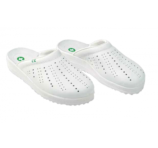 ZOCCOLI UOMO USO SANITARIO IN PELLE E STRUTTURA ANATOMICA TG.37 Colore Bianco
