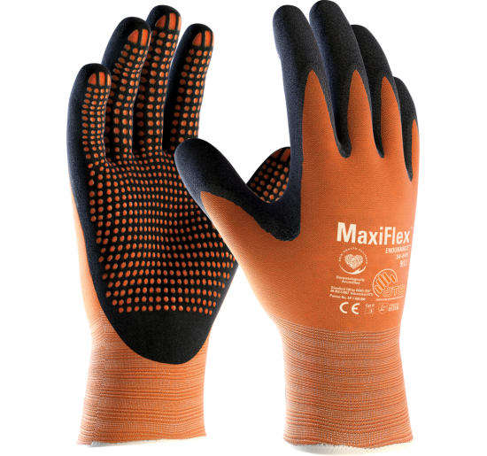 GUANTI MAXIFLEX� ENDURANCE? 42-848 IN MAGLIA DI NYLON COLORE ARANCIONE, CON PALMO E PUNTA DELLE DITA IN NITRILE FOAM 10