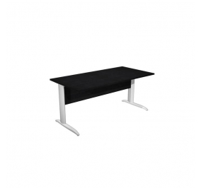 SCRIVANIA  CON GAMBA A L GRIGIO ALLUMINIO CM.160X80X72H FAGGIO Colore NERO VEN. FRASSINO