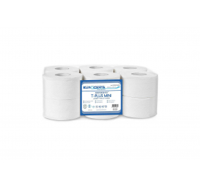CARTA IGIENICA T-PLUS MINI JUMBO E EUROMAXI JUMBO-    cm 18Øx9H-  Lunghezza rt.-  m 130-  N. strappi-  520-  Modello-  Mini