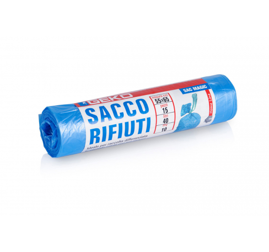 SACCHI PER RACCOLTA DIFFERENZIATA 40 LITRI-  cm 55X65  10 μm-  Azzurro