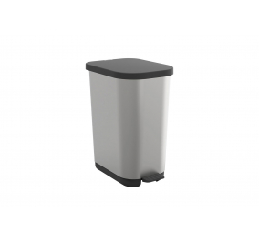 Pattumiera a pedale RIBO-  40 litri-  Silver-    cm 28,5x40x51,3H