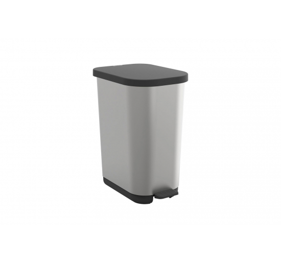Pattumiera a pedale RIBO-  40 litri-  Silver-    cm 28,5x40x51,3H