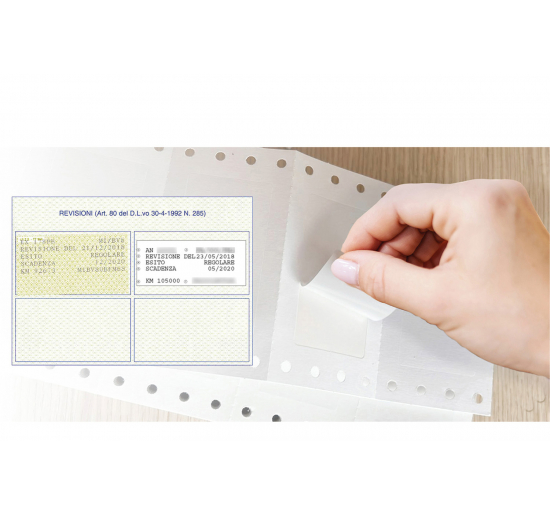 ETICHETTE PER REVISIONI AUTO-  Formato-  mm 64x34-  Etichette/Foglio-  6