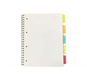 BLOCCO SPIRALATO  FLUO-  5 assortiti-  fg.-  70-  g-  80-  Formato-  cm 21x16,3 (A5)-Microperforato-  Rig.-  1 rigo