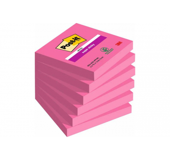 Foglietti Post-it® super sticky con Confezionamento Singolo-  Rosa-  Formato-  mm 76x76
