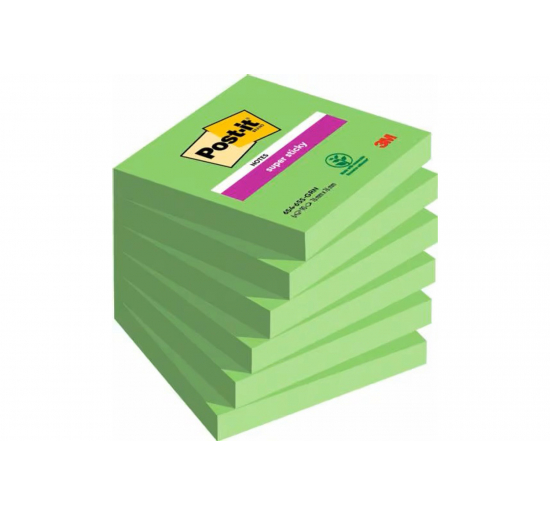 Foglietti Post-it® super sticky con Confezionamento Singolo-  Verde-  Formato-  mm 76x76