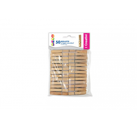 Mollette in Legno Naturale-    mm 45x7
