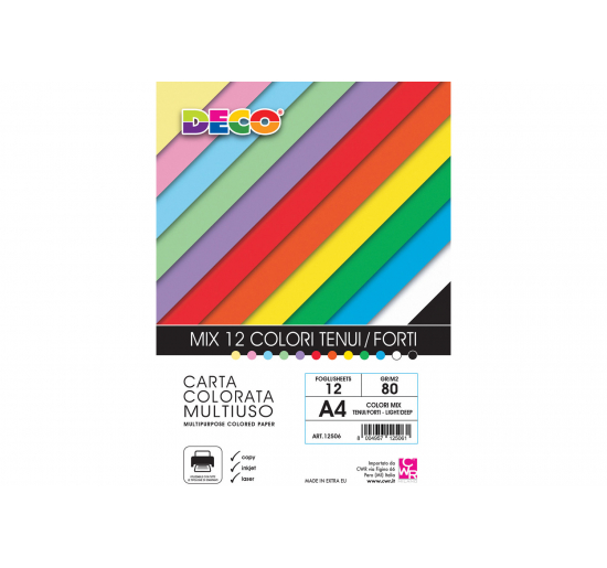 Carta Colorata Multiuso DECO-  Formato-  cm 21x29,7-  Peso-  g 80