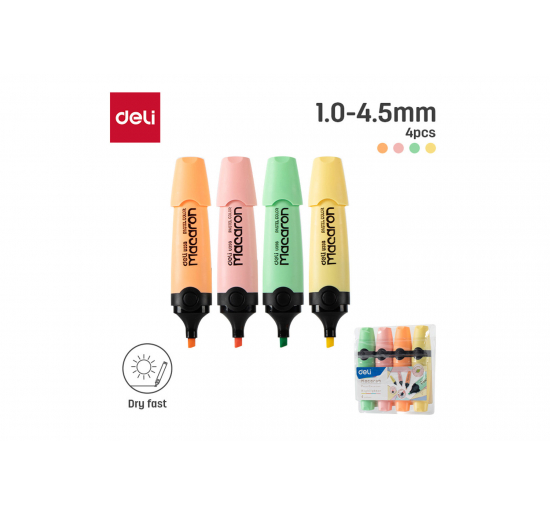 BUSTA 4 EVIDENZIATORI MACARON-  Colori assortiti