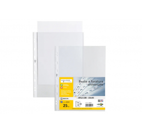 BUSTE A FORATURA UNIVERSALE IN PPL ATLA-  LUCIDE LISCE-  Formato interno-  cm 22x30-alto spessore-  Tipo-  lucide