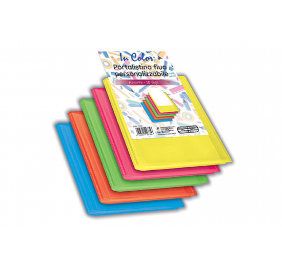 PORTALISTINI FLUO personalizzabili IN COLOR-  5 Colori assortiti-  N. Buste-  10