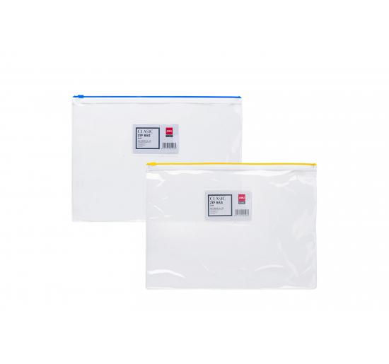 BUSTE PVC CON CHIUSRA A ZIP-  Colori assortiti-  Formato-  A4