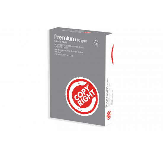 CARTA COPY RIGHT PREMIUM-  Formato-  cm 29,7x42 (A3)-  Fogli-  500-  Grammatura-  g 80