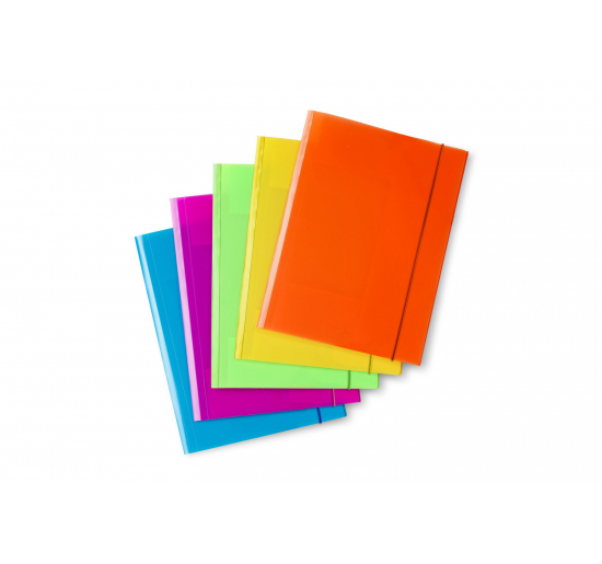 CARTELLE PPL FLUO 3 LEMBI  CON ELASTICO-  Formato utile-  cm 25x35