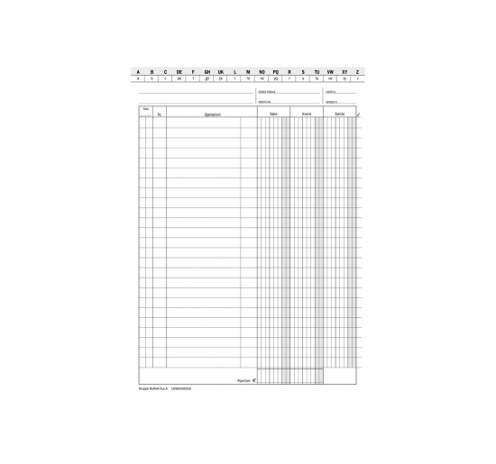 Scheda Dare-Avere-Saldo con rubrica A/Z-  Formato-  cm 24x17