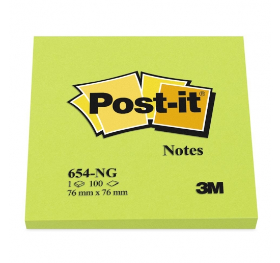 POST-IT® COLORATI NEON Colore Verde Formato mm 76x76