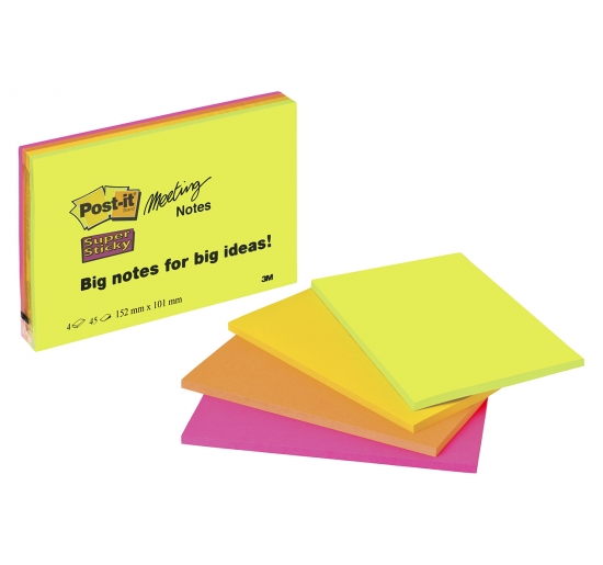 FOGLIETTI POST-IT® SUPER STICKY MEETING NOTES  Formato mm 203x152